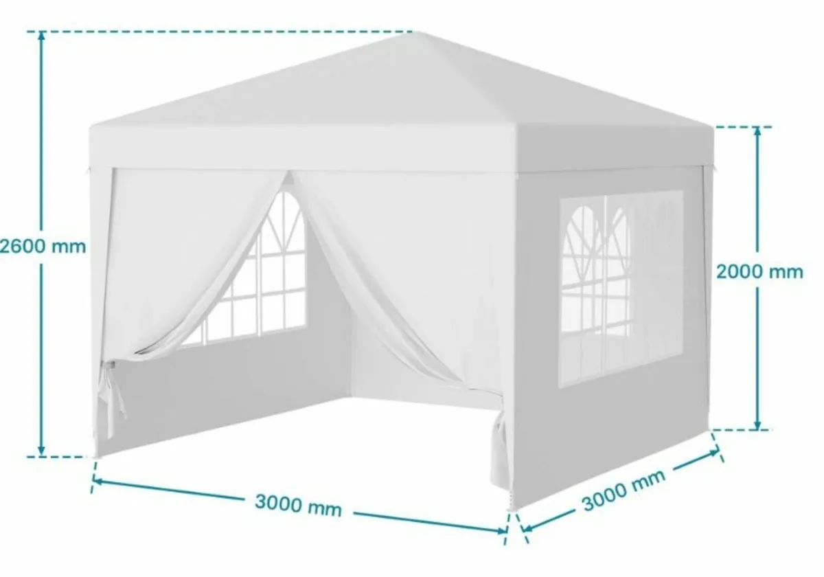 Waterproof 3x3m Gazebo with 4 side walls - Image 4