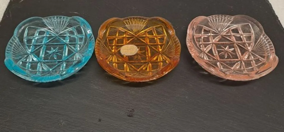 1950s Bohemia glass trinket dishes - Image 1