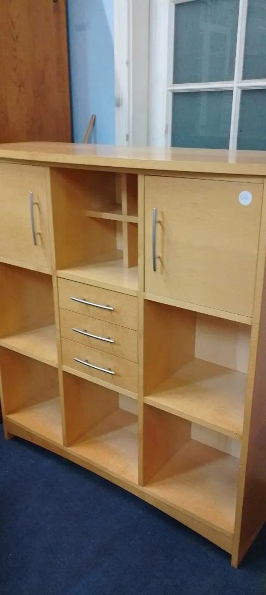 Modern Oak Effect Shelving Unit With Drawers - Image 1
