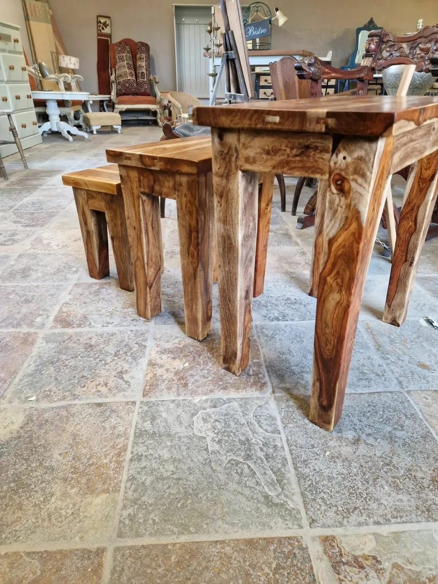 Vintage nest Indian rosewood tables - Image 3