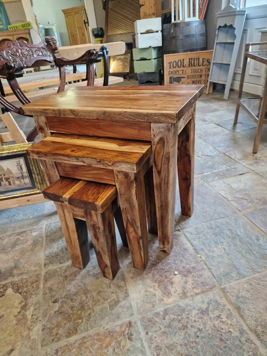 Vintage nest Indian rosewood tables - Image 2