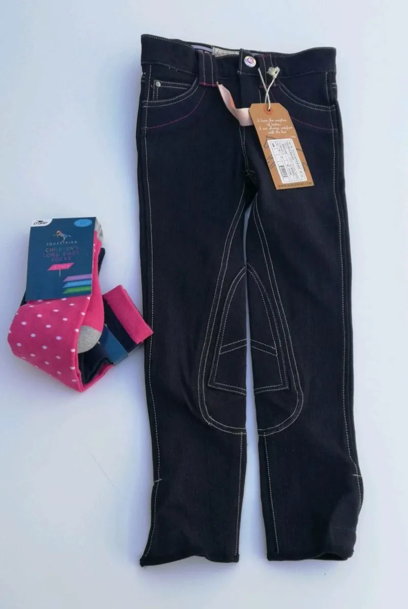 New Horseware young girls denim breeches & socks - Image 1