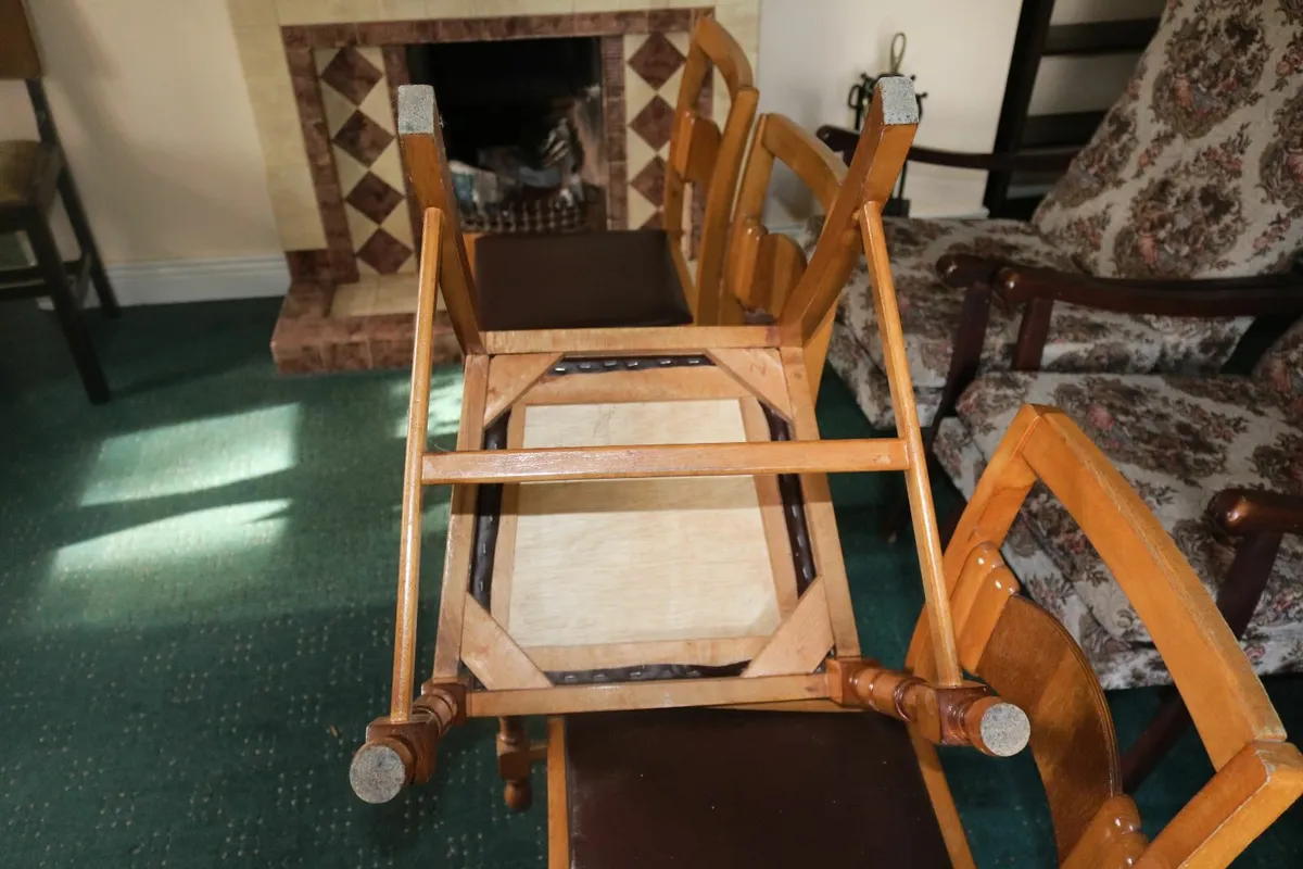 4 Vintage Art Deco Kitchen Chairs - Image 3