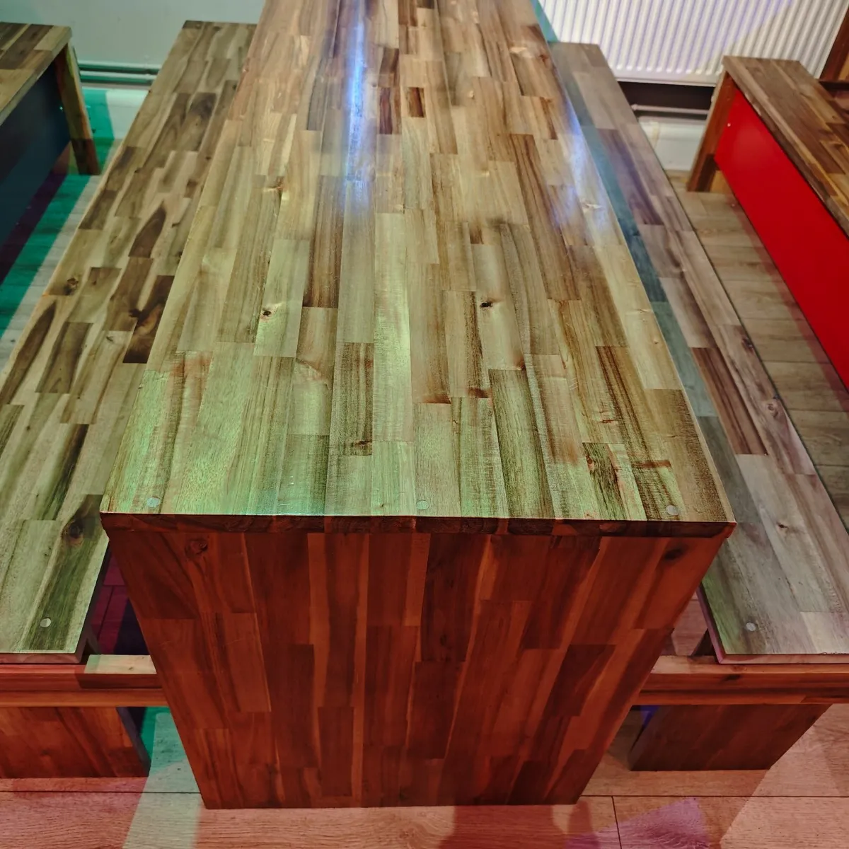 Large Wooden Tables with seating x 10 - Image 2
