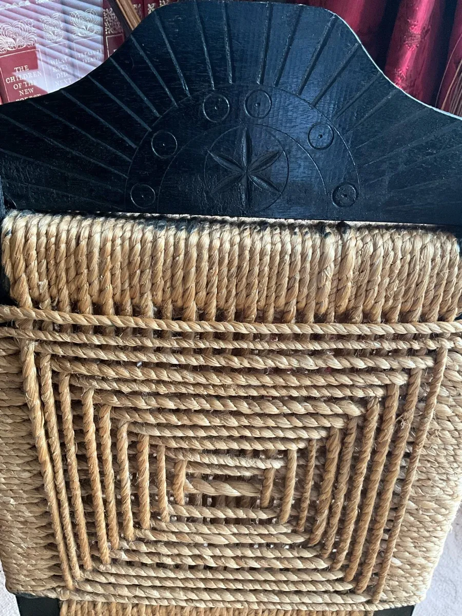 Vintage Indian Tribal Hand Carved Low Chair 1920s - Image 4