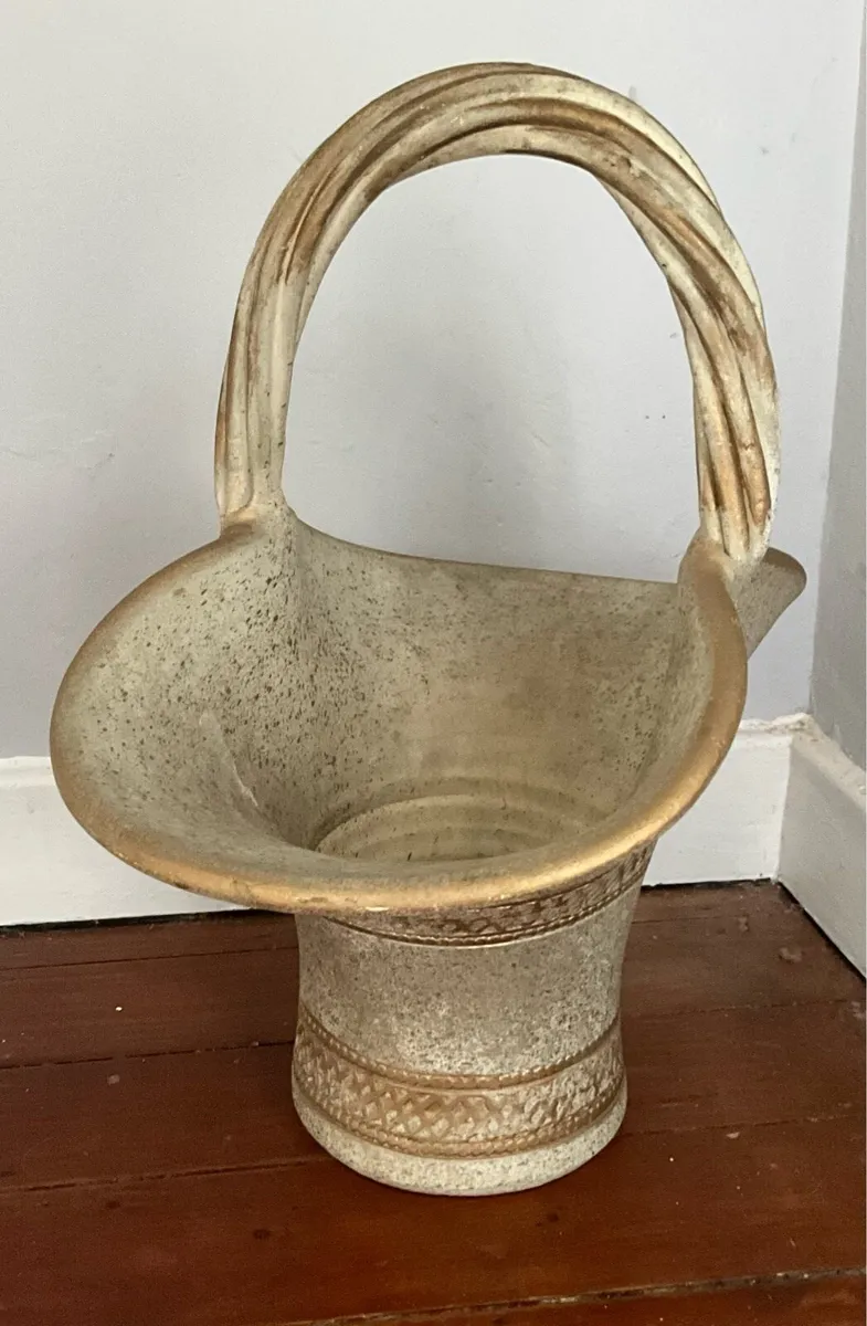 Large Vintage Stoneware Flower/Plant Basket - Image 2