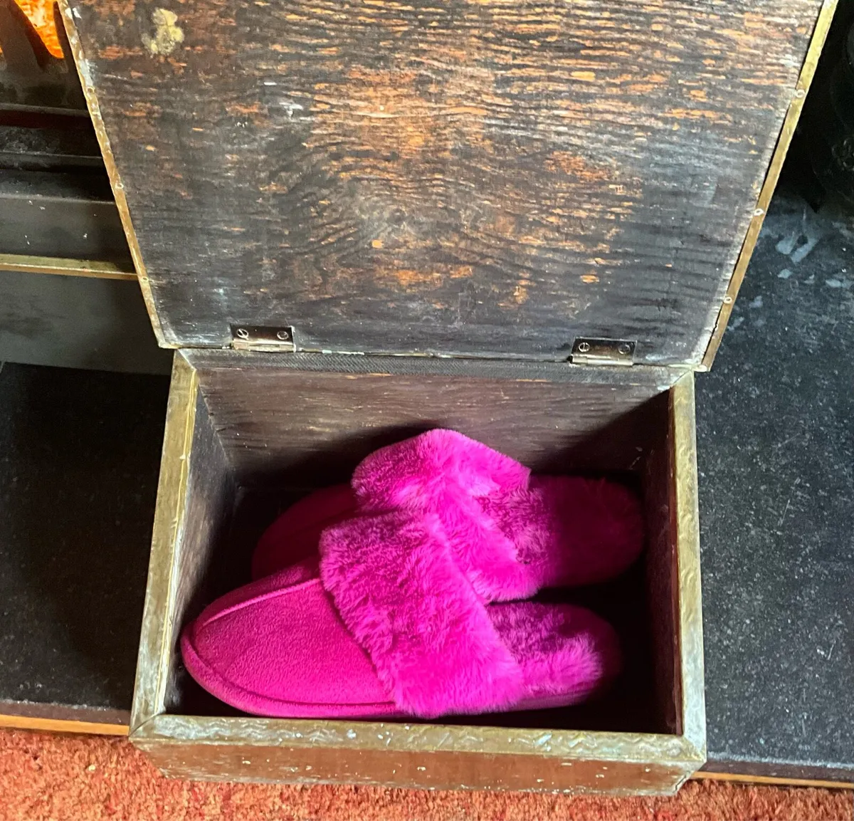Antique Brass Slipper Bonzo Slipper Box 1920s Orig - Image 4