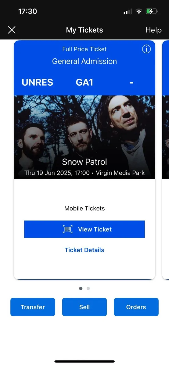 Snow Patrol 2 x tickets