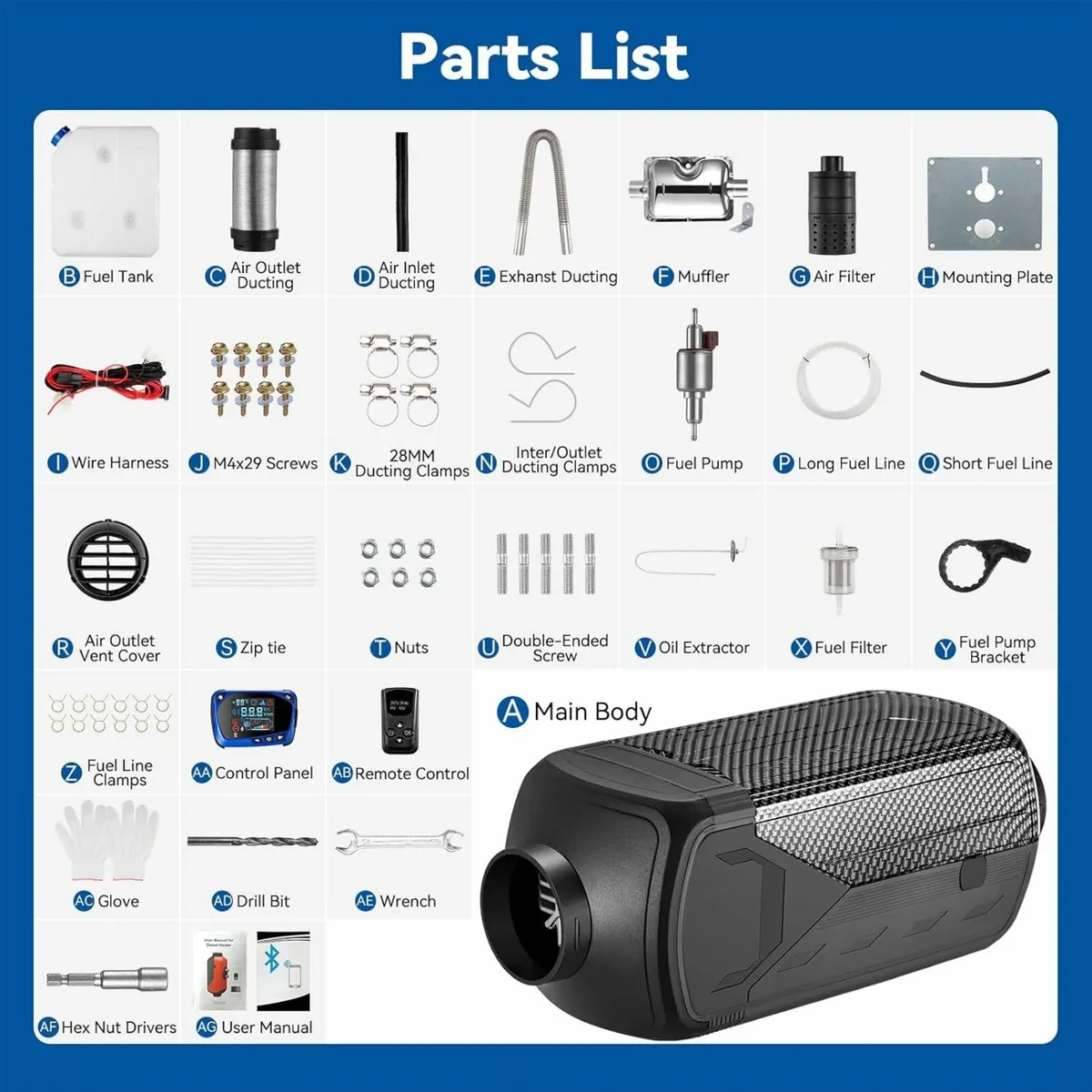 12V 8KW Diesel Heater,LCD, Remote,Bluetooth - Image 2