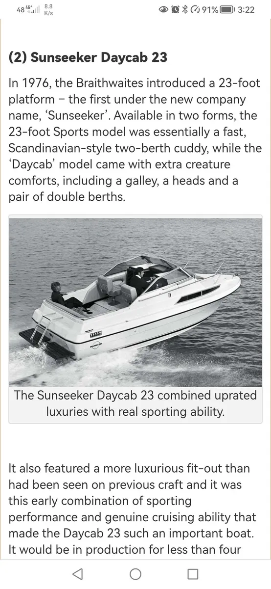 Sunseeker 23 day cab, fishing boat