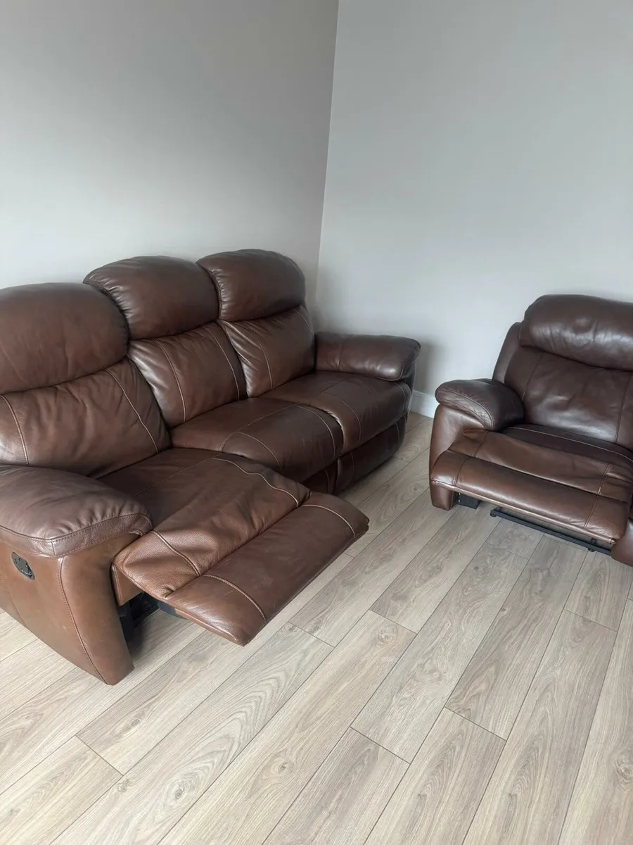 Italian Leather Three and Two piece reclining sofa - Image 1