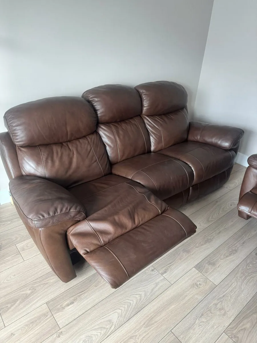 Italian Leather Three and Two piece reclining sofa - Image 2