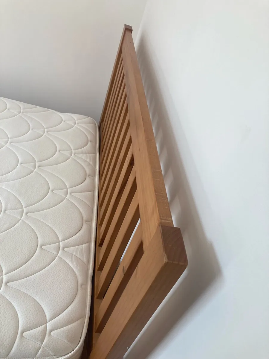 Solid wooden double bed frame with mattress - Image 2