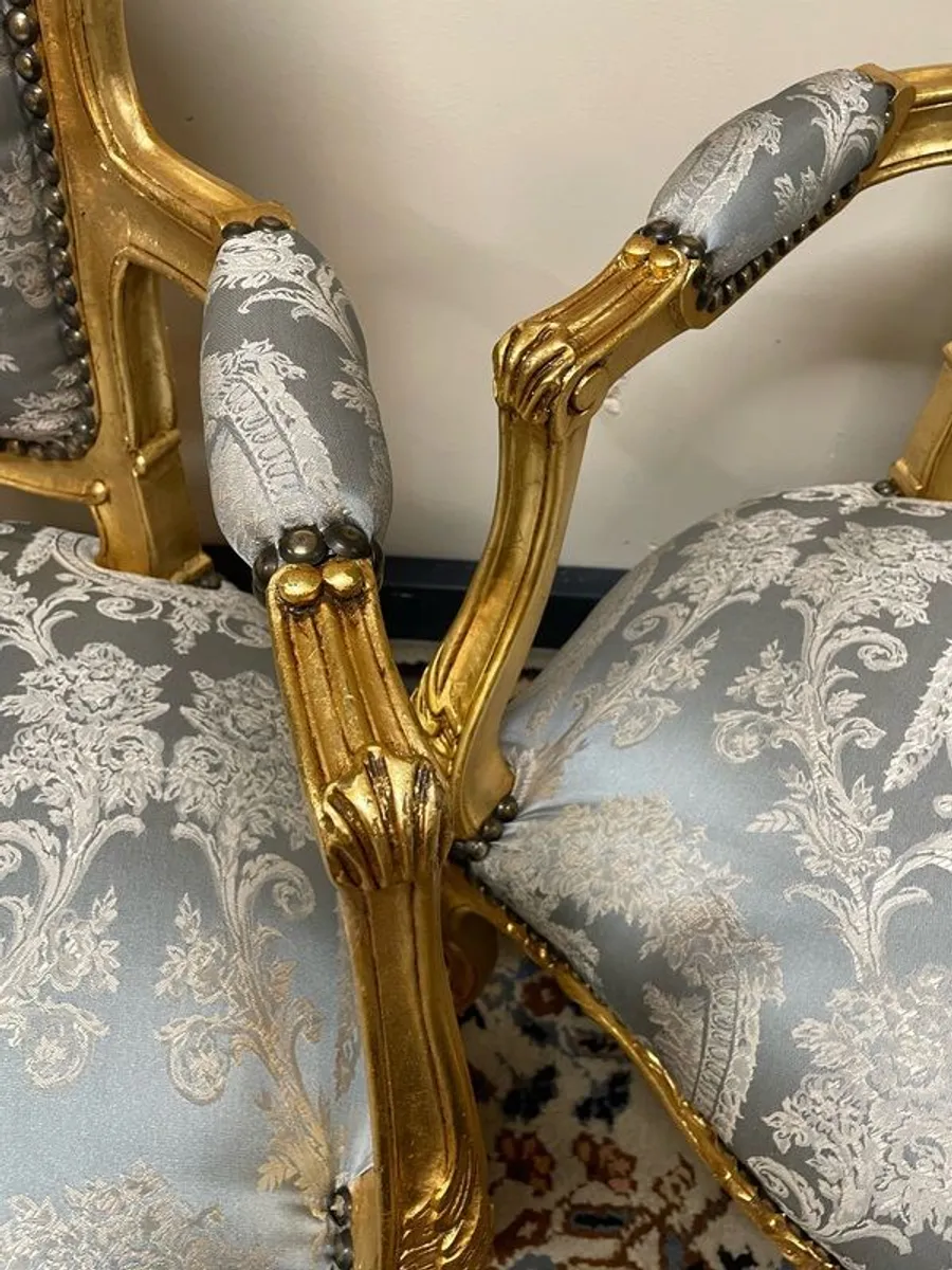 Lovely Pair of Gilt Wood French Chairs - Image 3