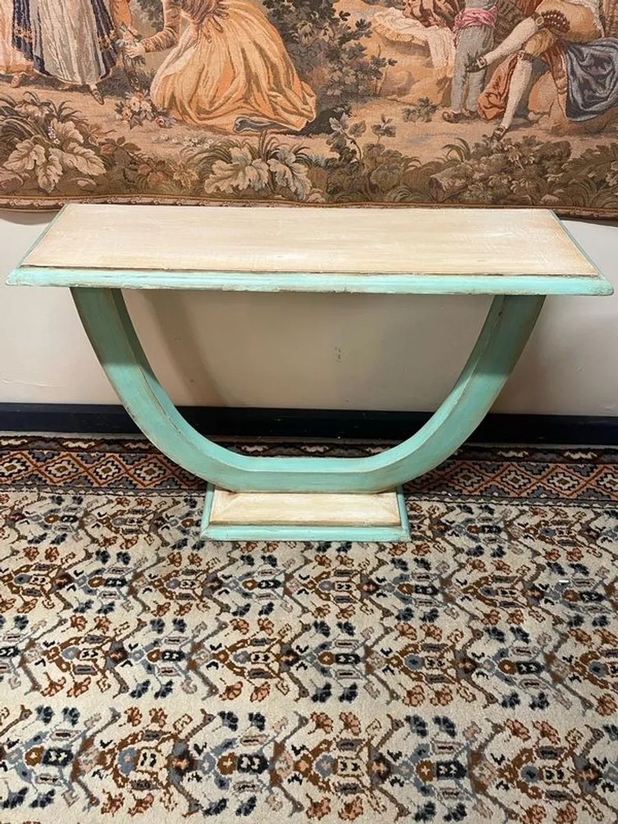 Cool Art Deco Style Carved & Painted Console Table - Image 1