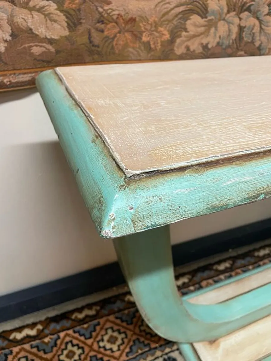 Cool Art Deco Style Carved & Painted Console Table - Image 2