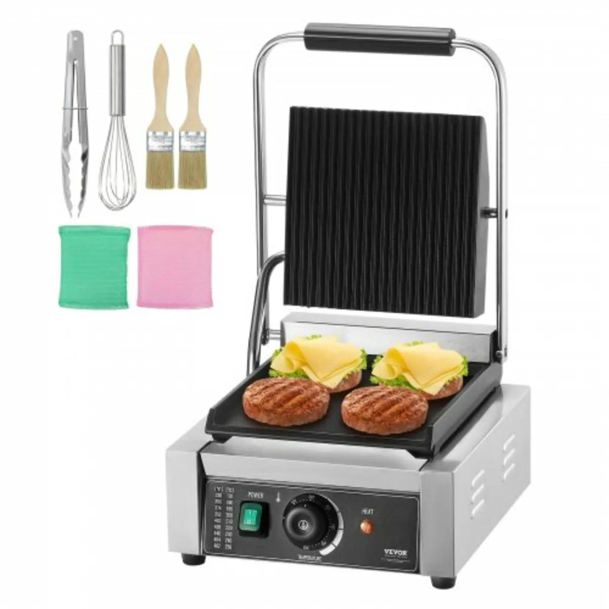 Commercial Panini Press Grill Electric Sandwich Ma - Image 1