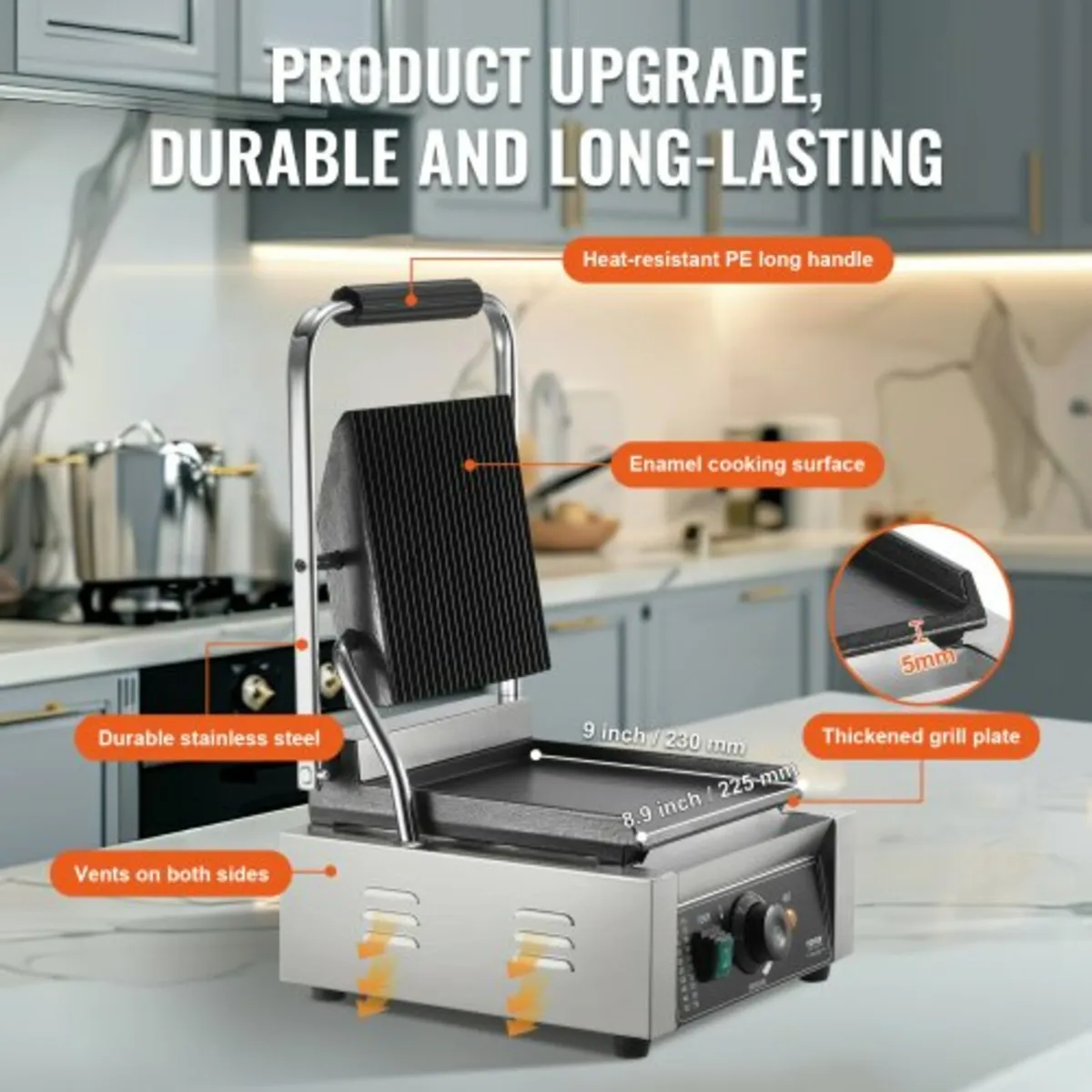 Commercial Panini Press Grill Electric Sandwich Ma - Image 2