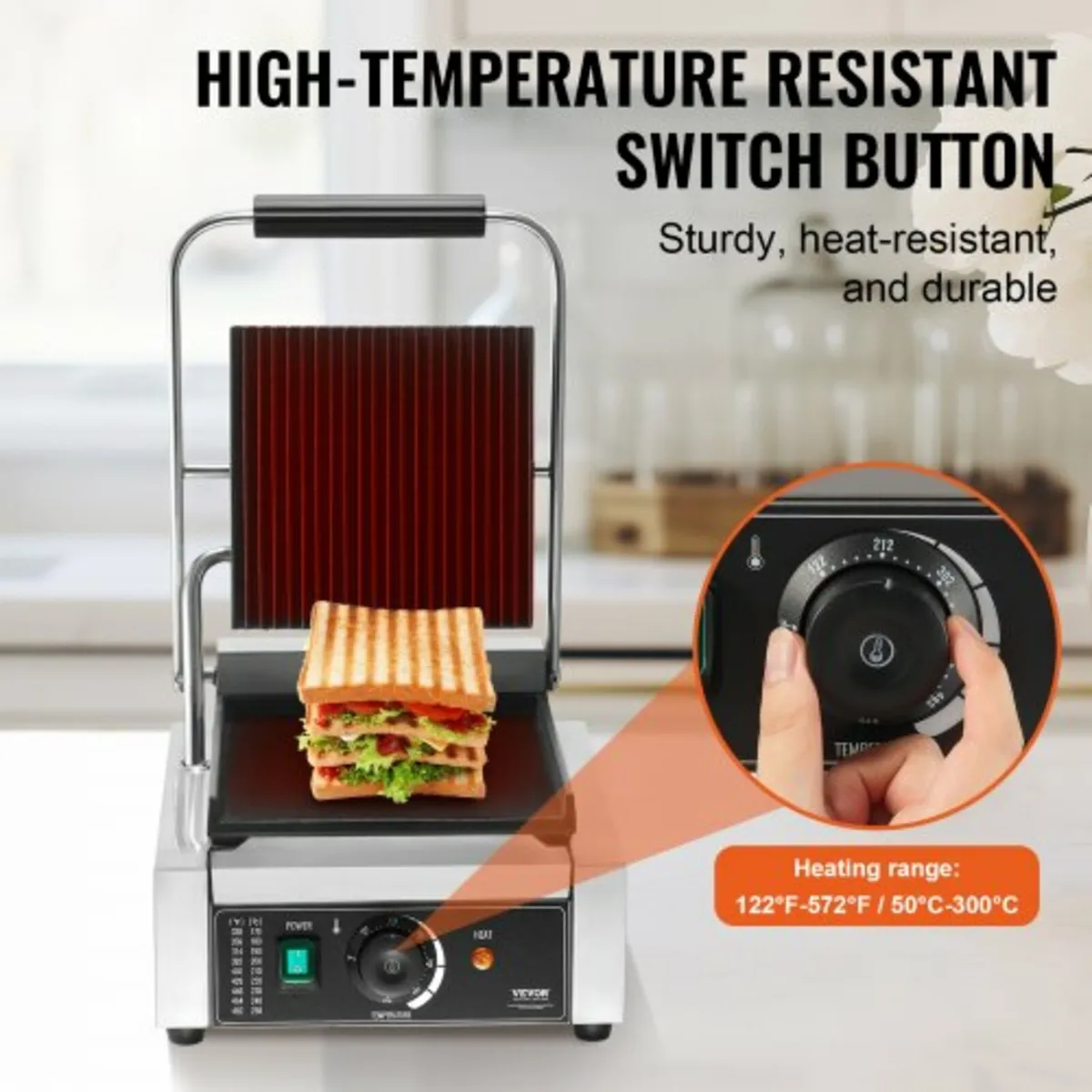 Commercial Panini Press Grill Electric Sandwich Ma - Image 4