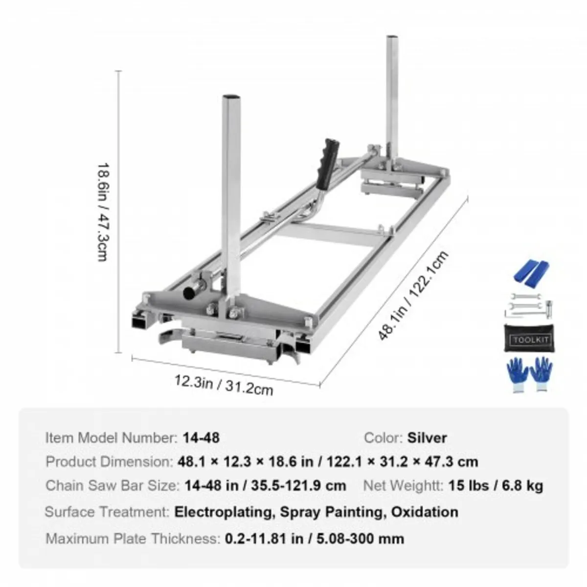 Chainsaw Mill, Portable Sawmill 14"-48" Guide Bar, - Image 3