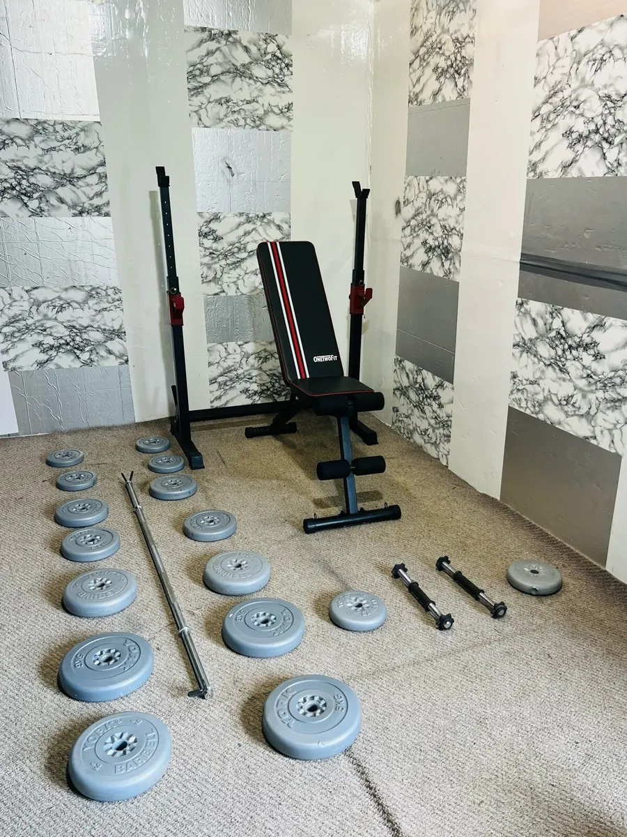 Adjustable rack weights bench barbell dumbbells - Image 2