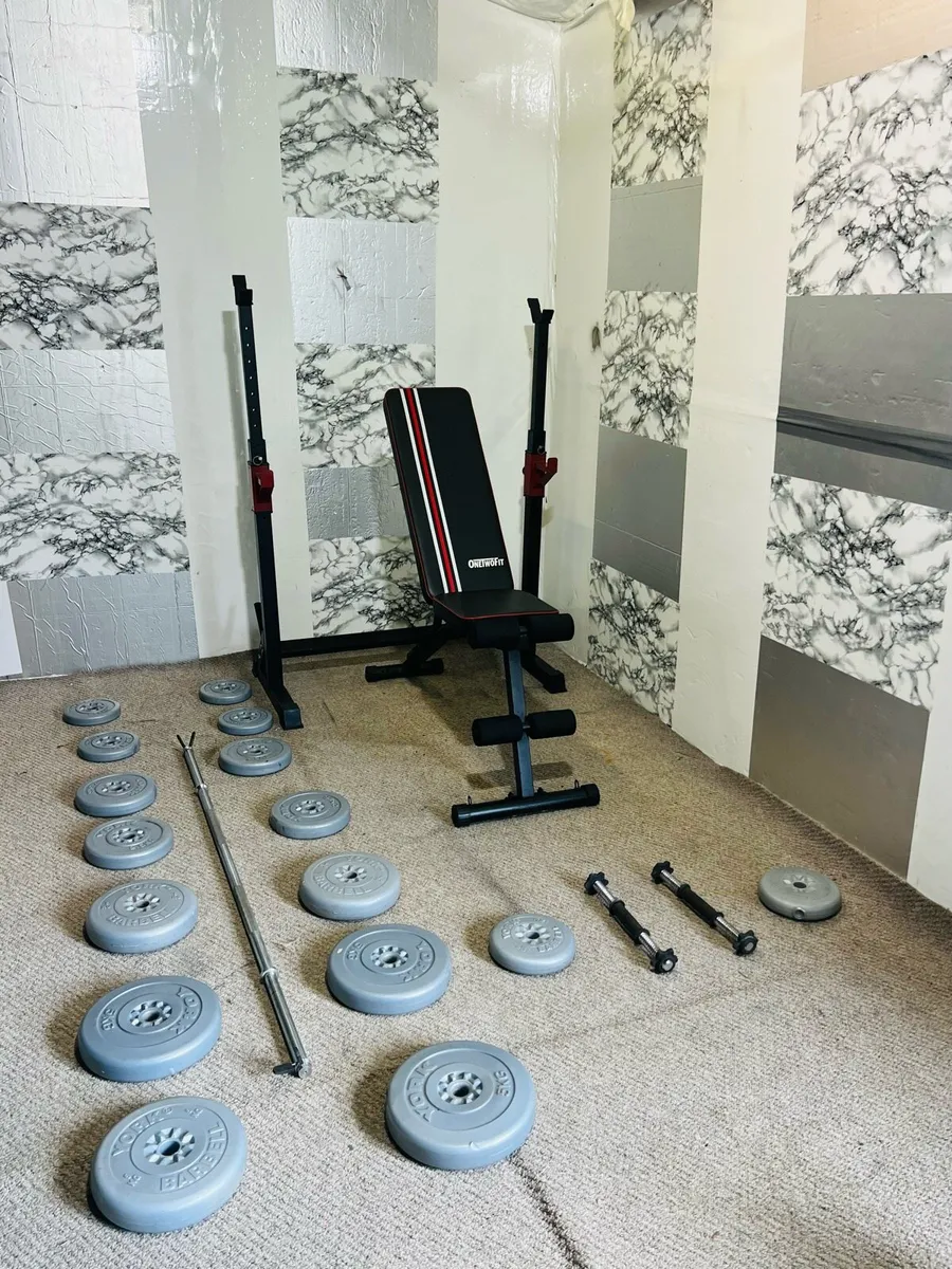 Adjustable rack weights bench barbell dumbbells - Image 3