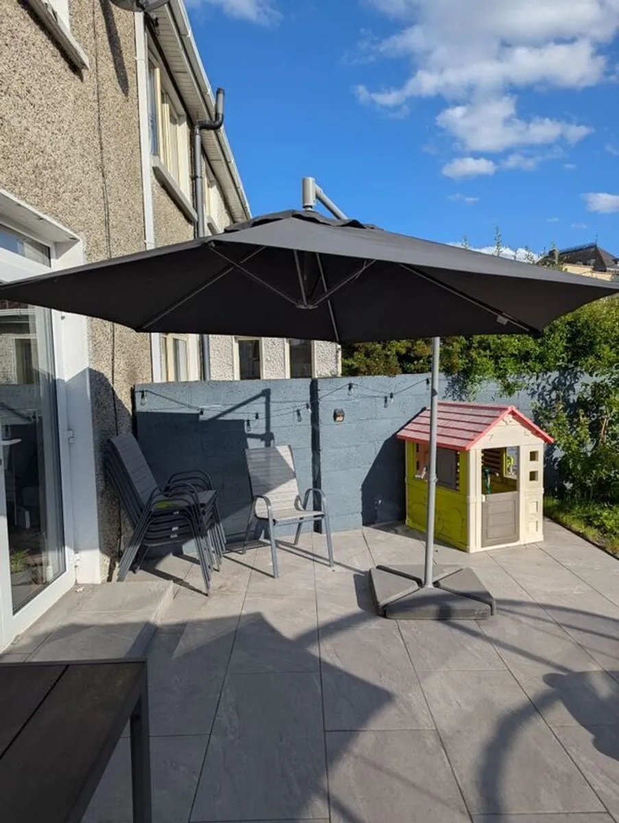 IKEA HISSO Parasol, hanging, anthracite plus base - Image 1