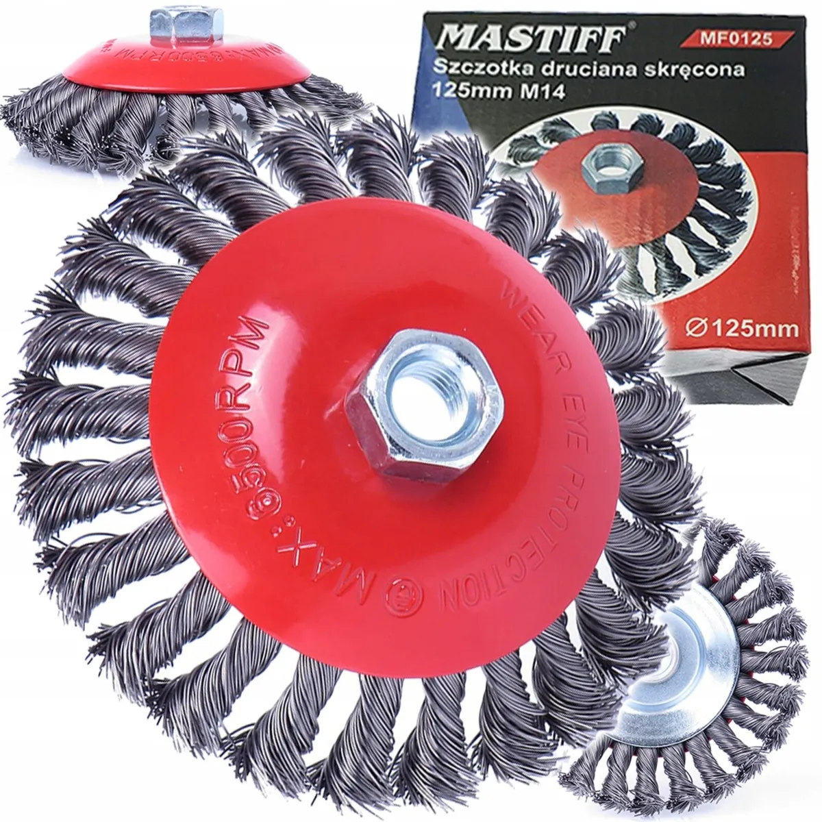Wire brush for grinder 125mm twisted wire side - Image 1