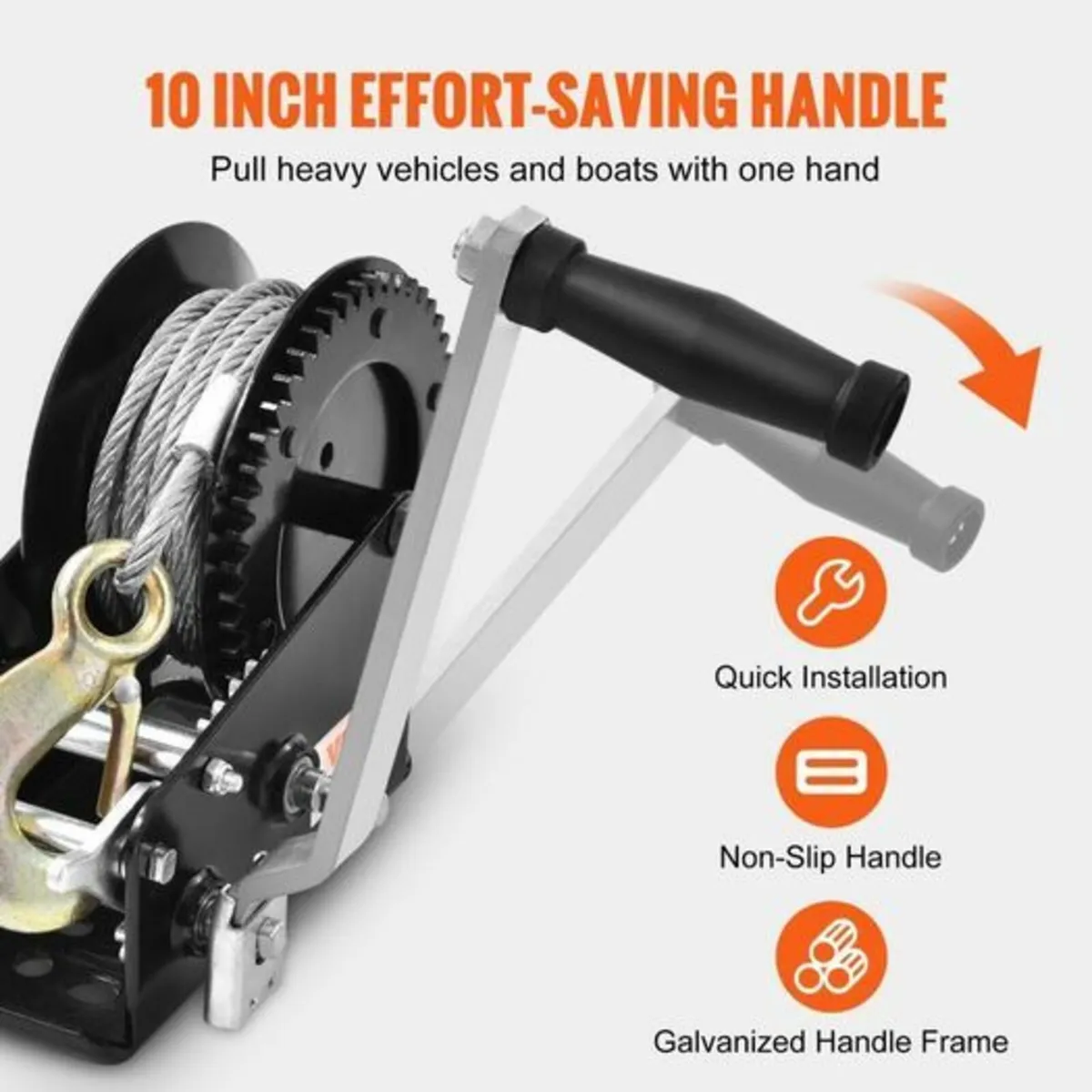 Hand Winch, 3500 lbs Pulling Capacity, Boat Traile - Image 2