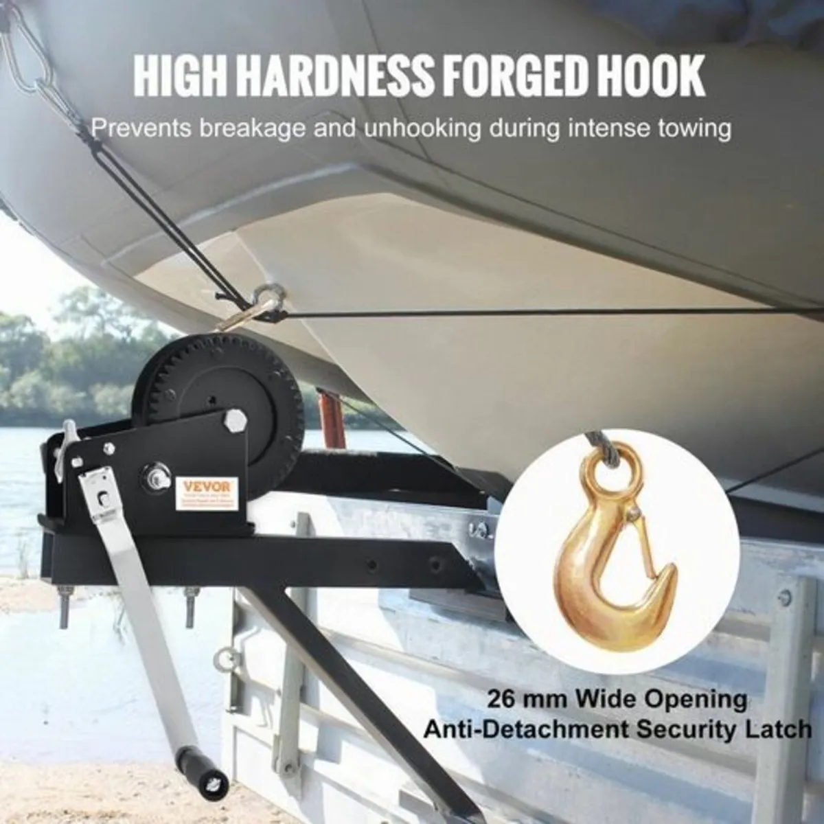 Hand Winch, 3500 lbs Pulling Capacity, Boat Traile - Image 3