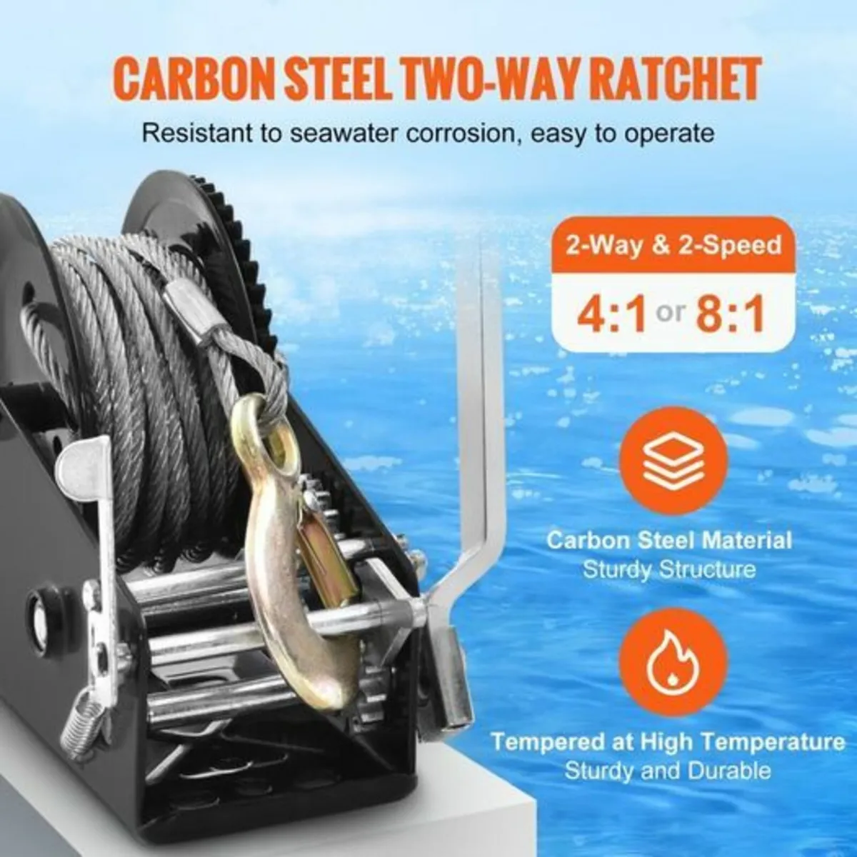 Hand Winch, 3500 lbs Pulling Capacity, Boat Traile - Image 4