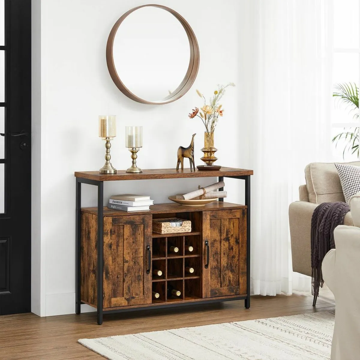 Sideboard with bottle storage vintage brown cabine - Image 3