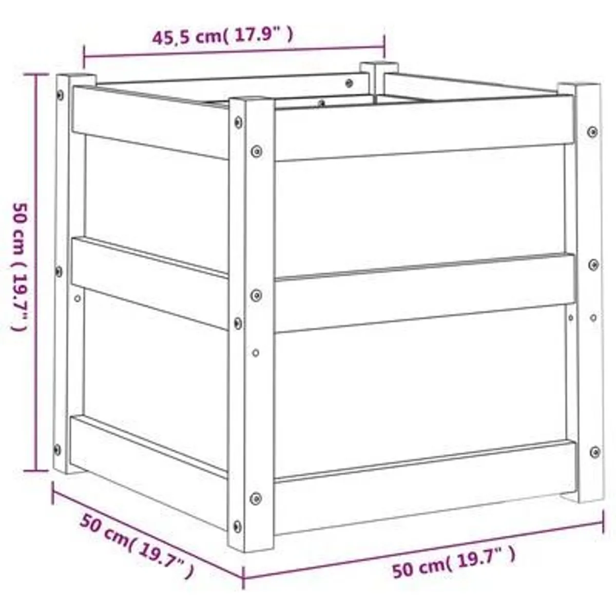Wooden Planter x3 | 50x50x50cm - Image 4