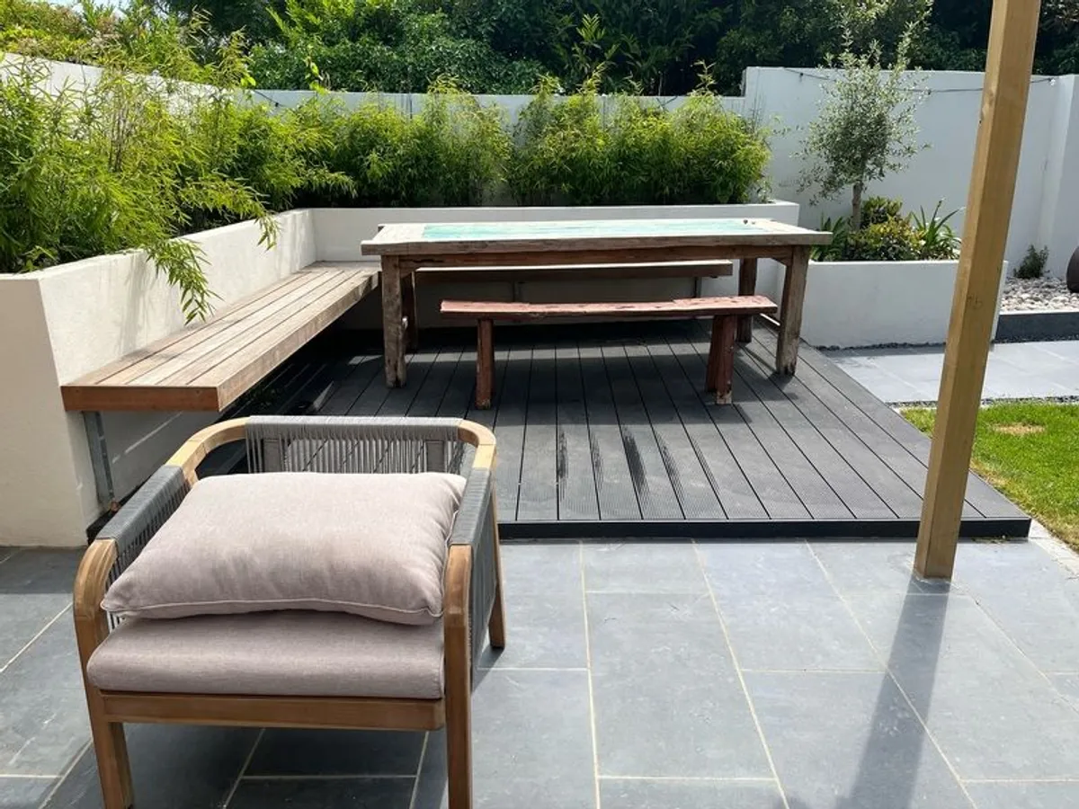 Handmade Teak Garden Table & Bench - Image 4