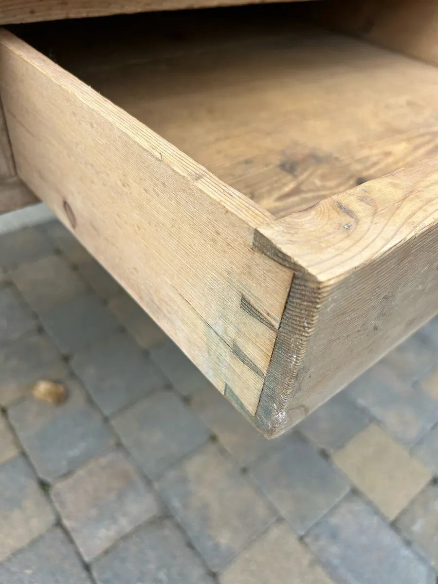 Antique pine farmhouse table 4ft plank top - Image 2