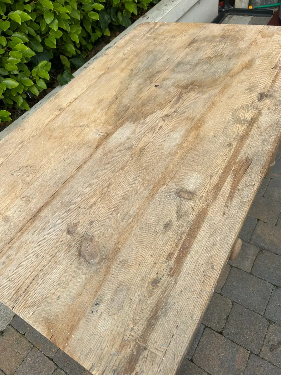 Antique pine farmhouse table 4ft plank top - Image 4