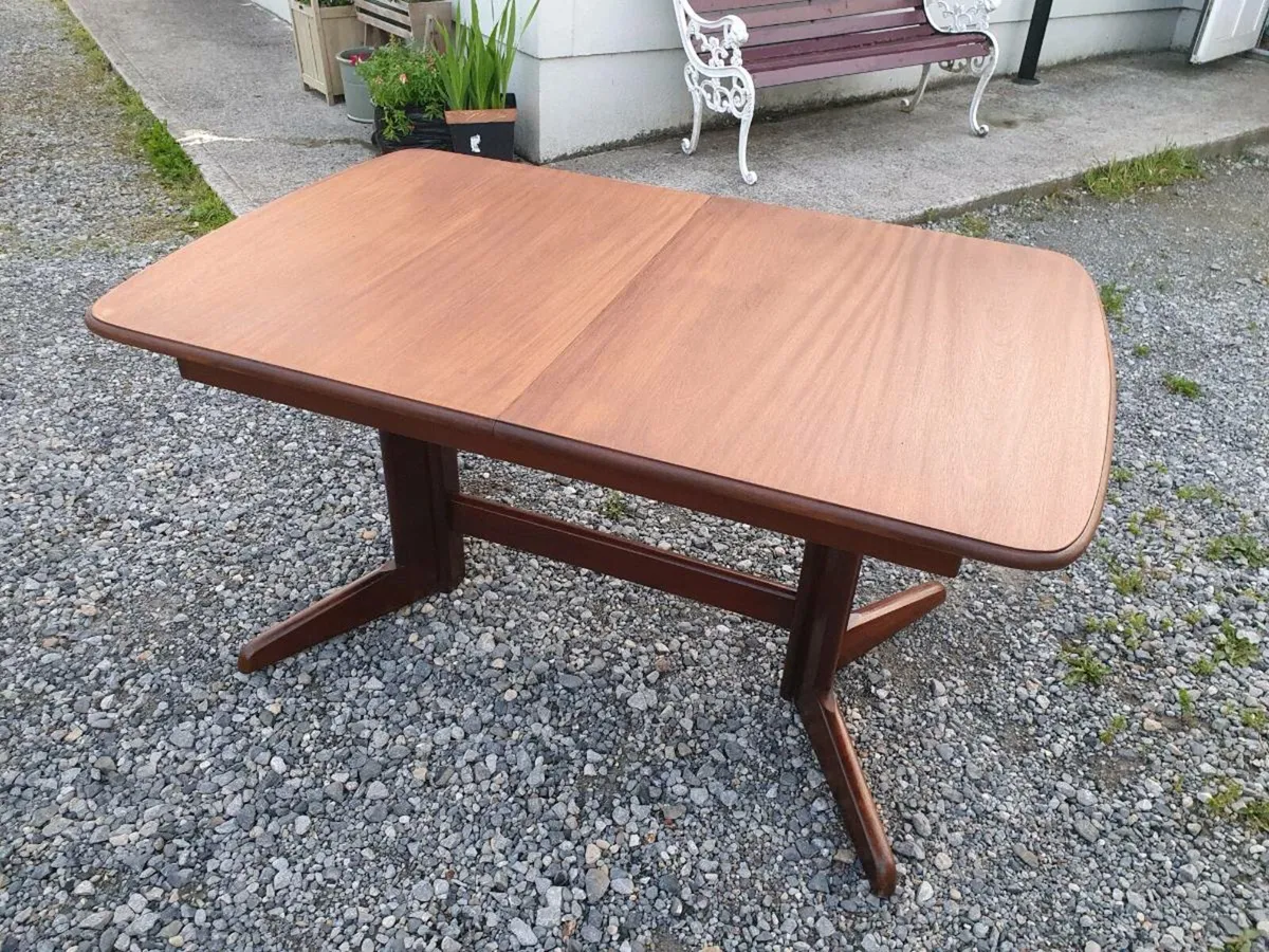 Mid century teak whale tail dining table restored - Image 1