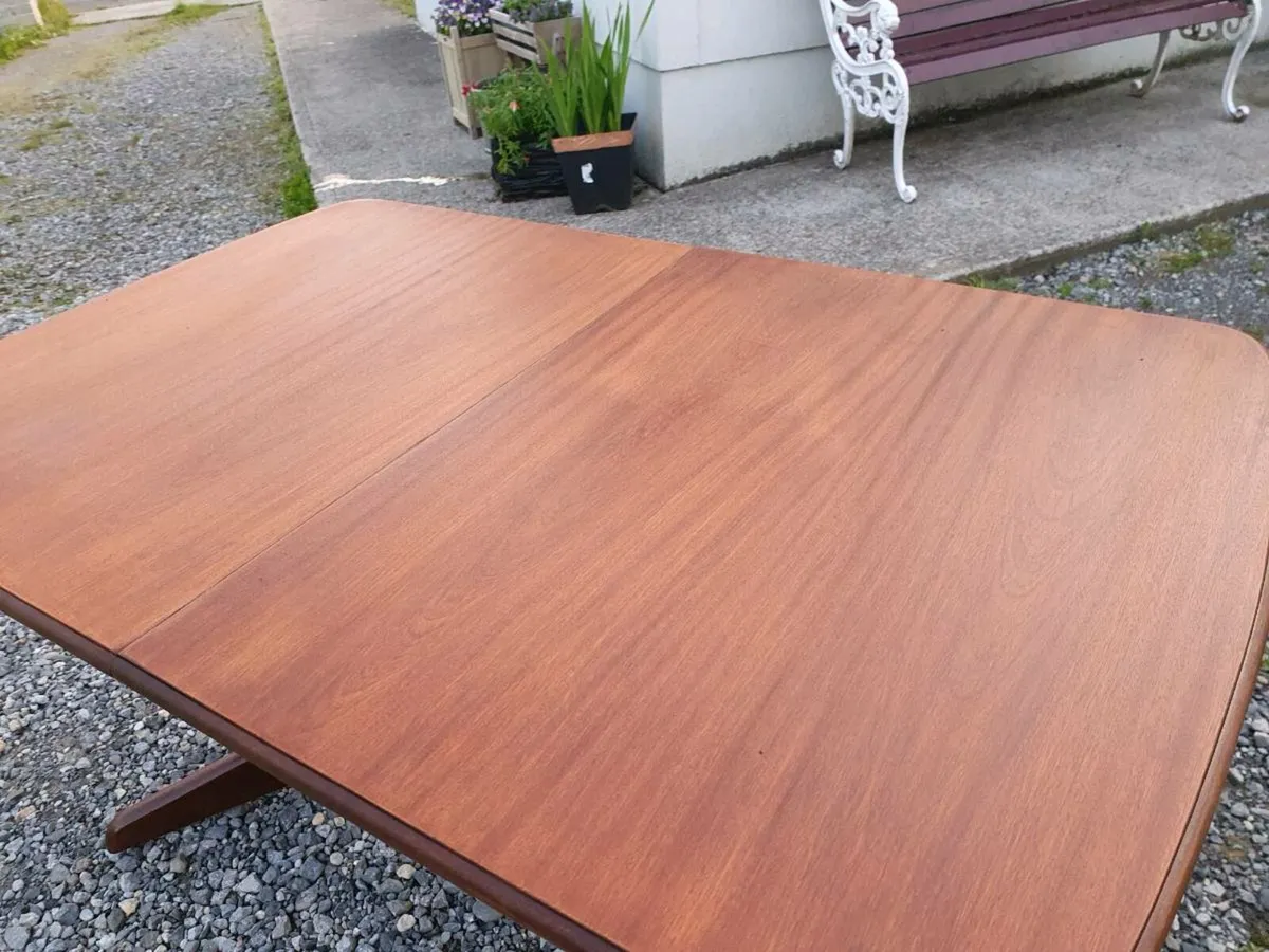 Mid century teak whale tail dining table restored - Image 3