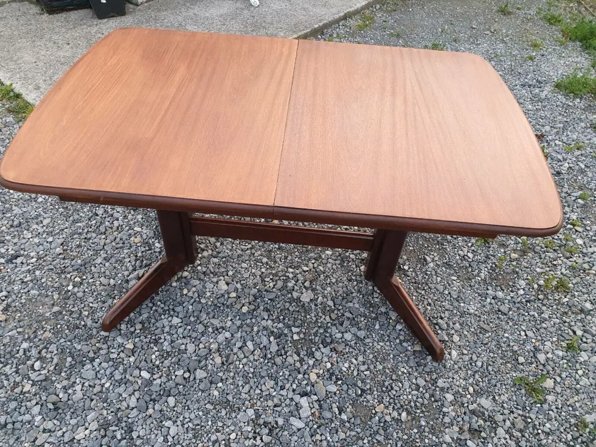 Mid century teak whale tail dining table restored - Image 4