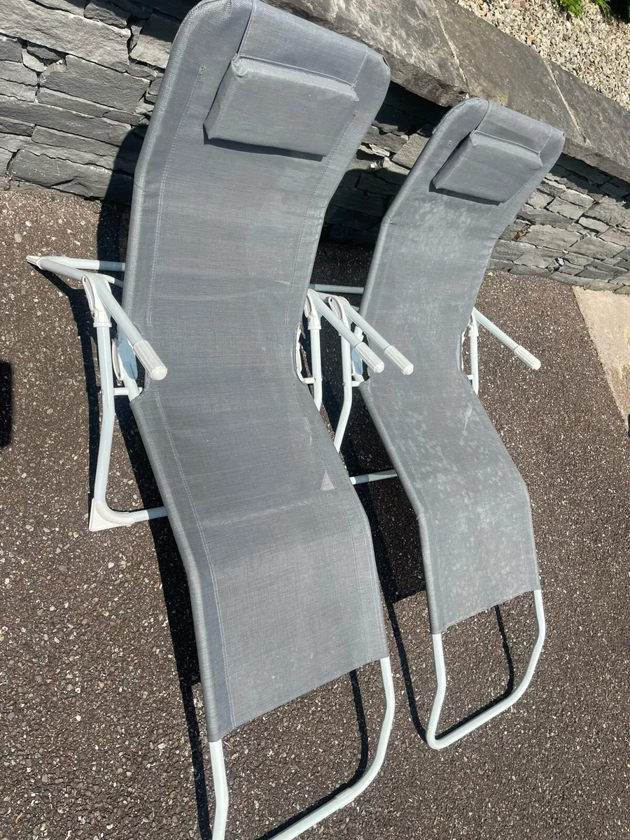 2 x Stunning Grey Sun Loungers - Deckchairs - Image 1