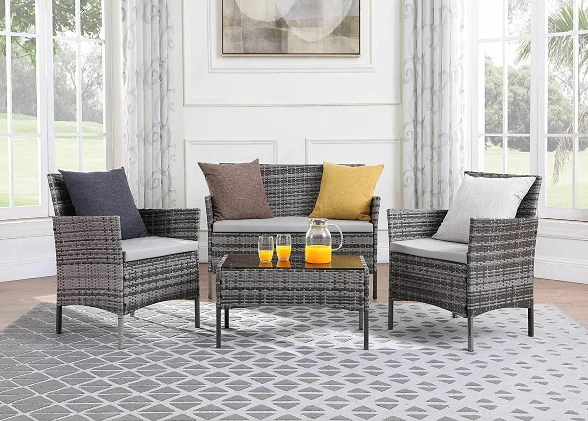 4-Piece Rattan Garden Chair Furniture Set - Image 3