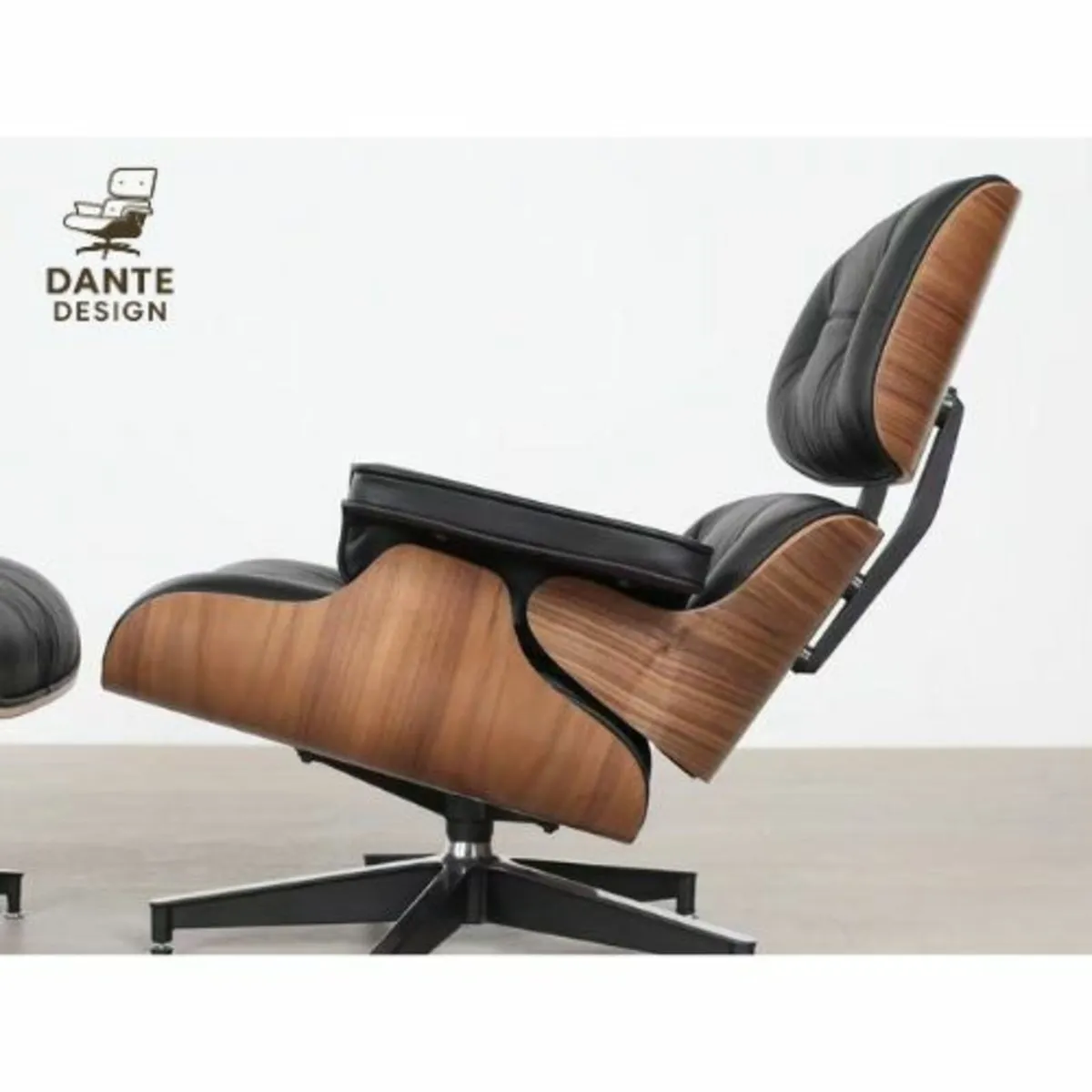 Eames Style Lounge Chair with Ottoman - Image 3