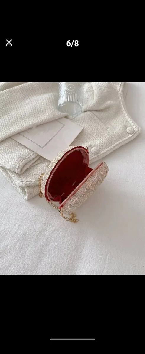 Pink glitter clutch bag shell style - Image 2
