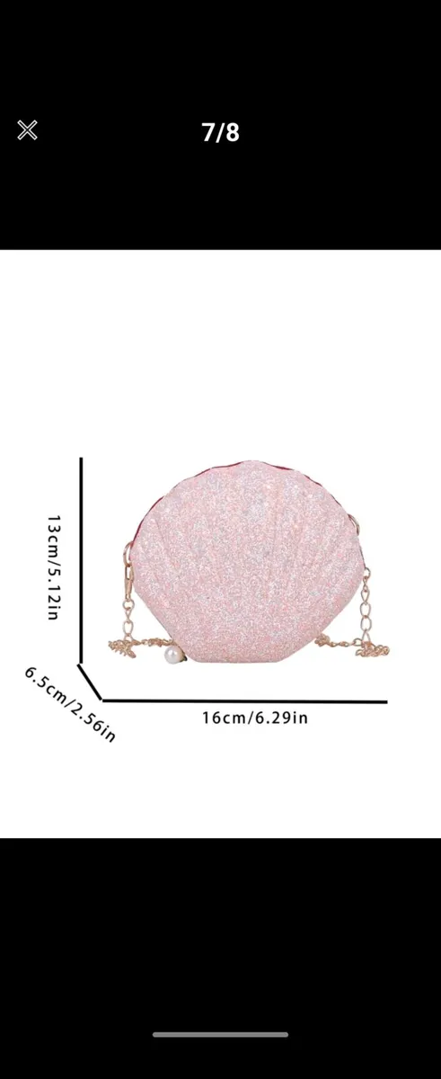 Pink glitter clutch bag shell style - Image 3