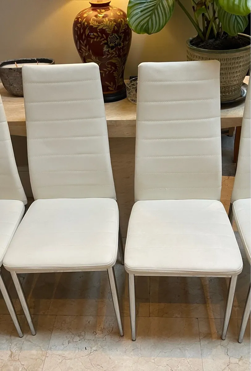 2 x Stunning Cream Leather Kitchen Dining Chairs