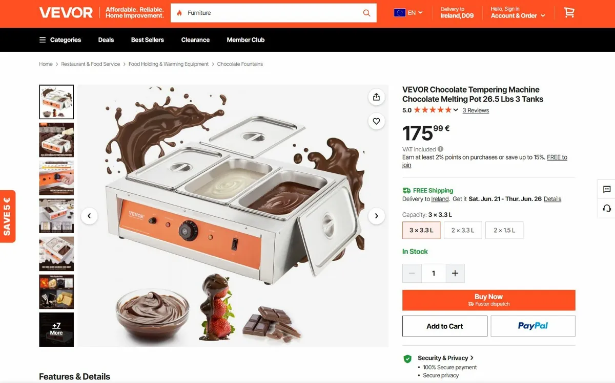 (Brand New) VEVOR Chocolate Tempering Machine - Image 4