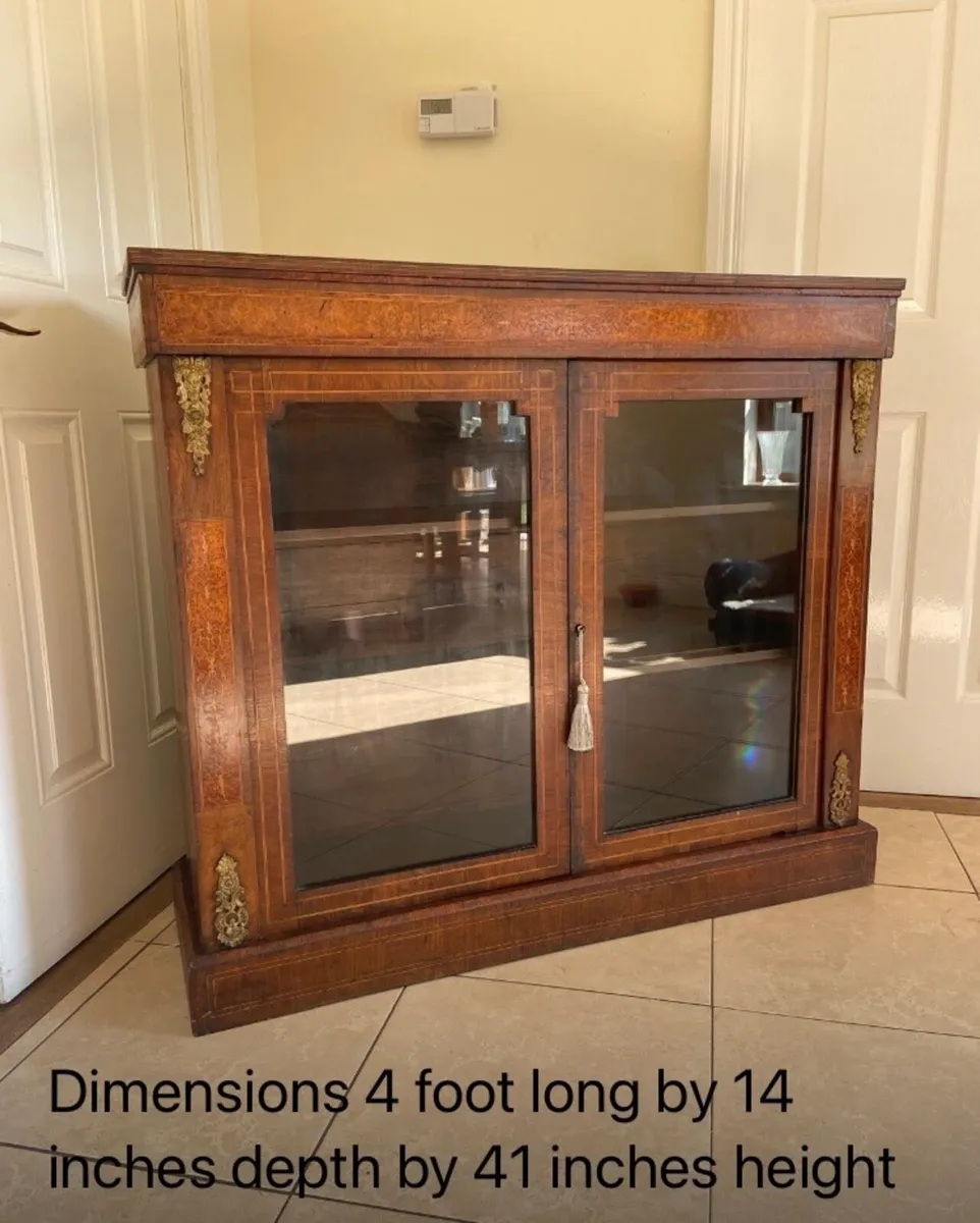 Victorian French inlaid pier Walnut cabinet - Image 1