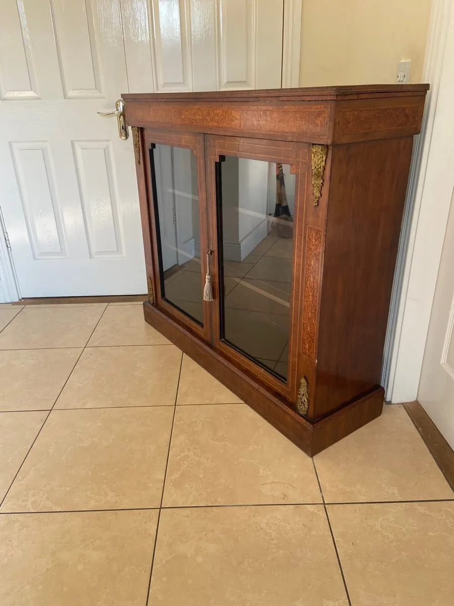 Victorian French inlaid pier Walnut cabinet - Image 2