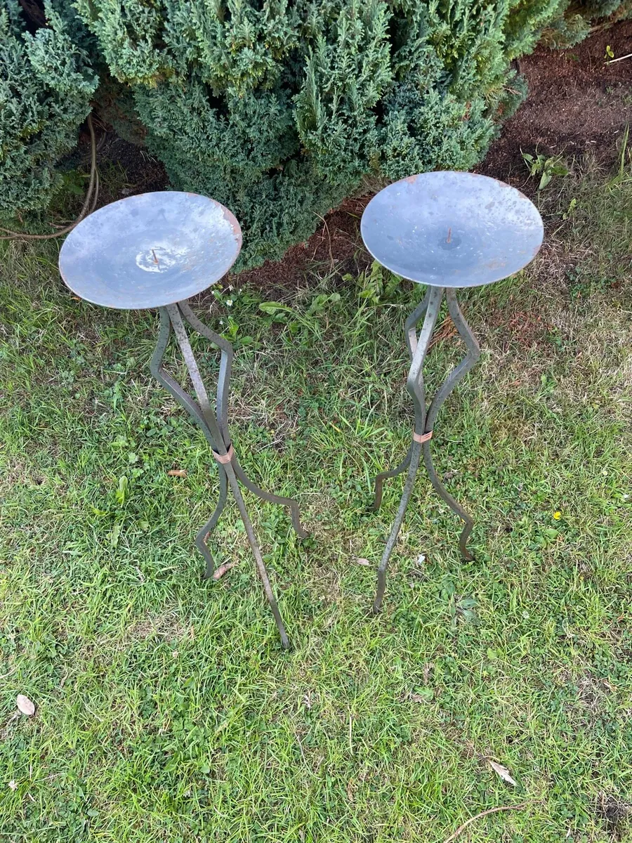 2 x heavy cast iron candle holders - Image 3
