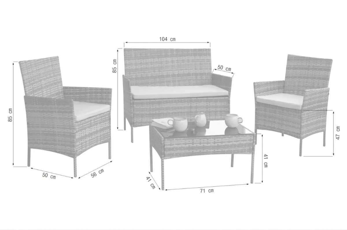 Garden Furniture Rattan Grey - Image 2